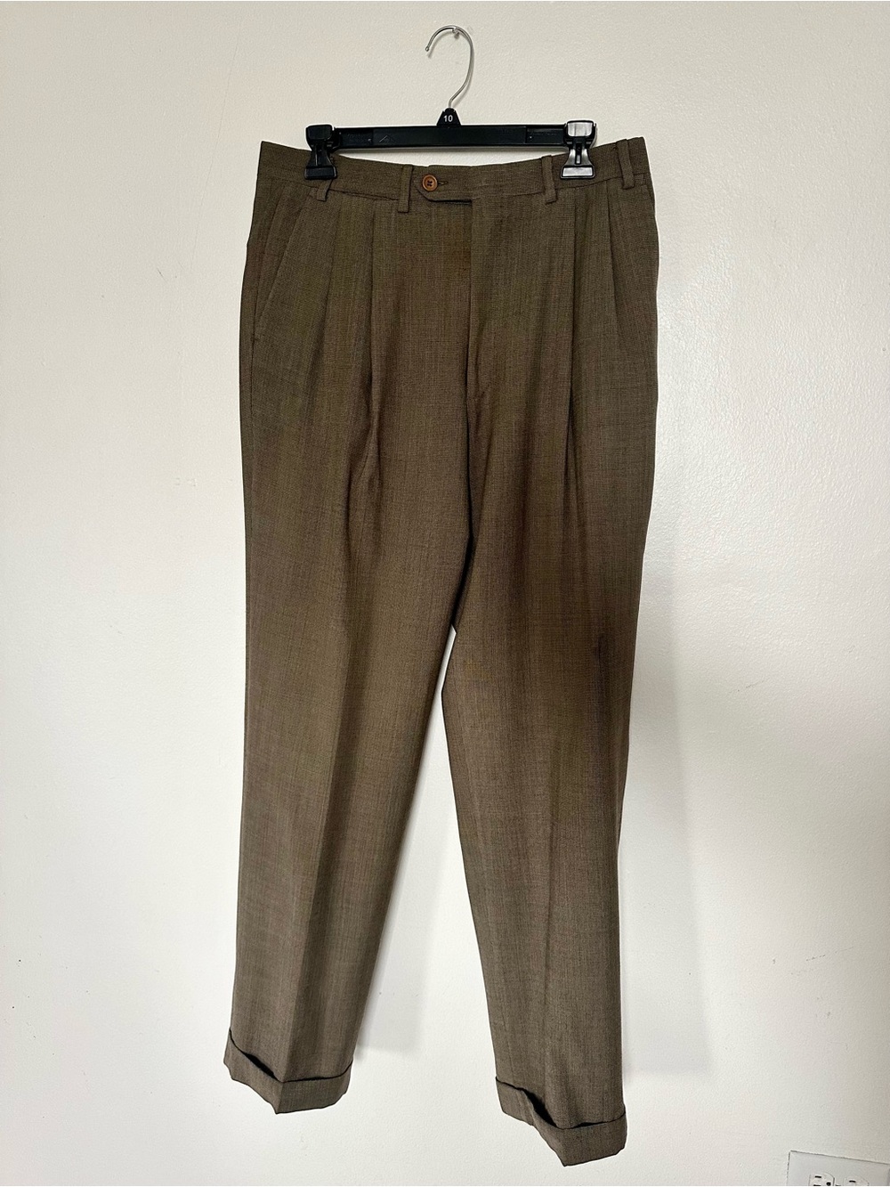 Canali Brown Pleated Dress Pants